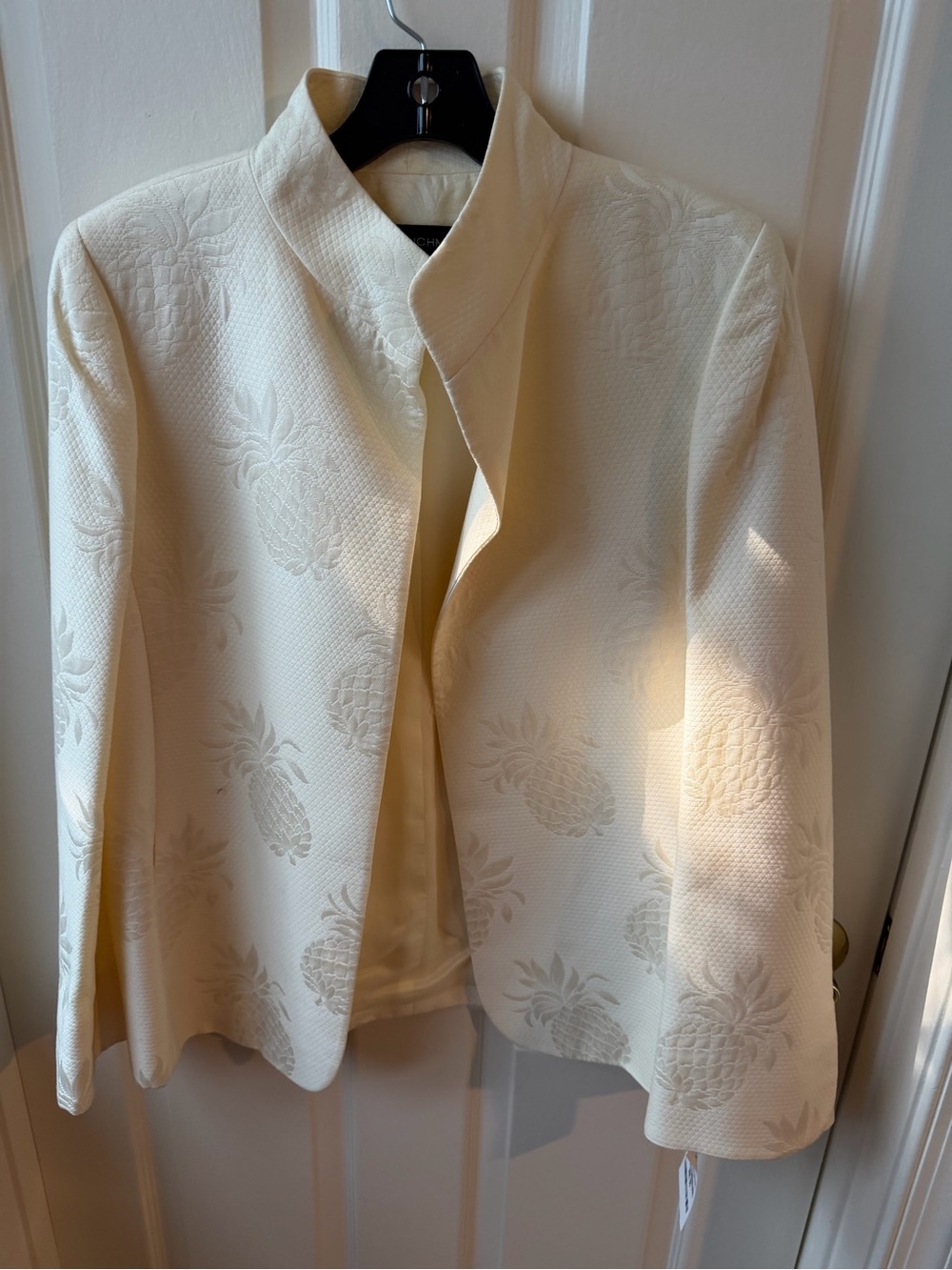 Dana Buchman Cream Embossed Pineapple Jacquard Jacket nwt sz 8